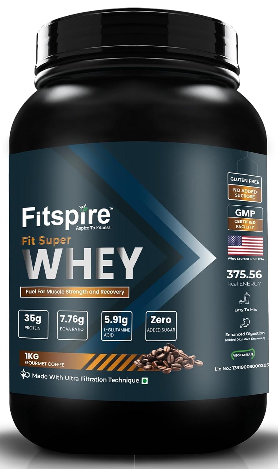 Fitspire Fit Super Whey Protein | 35 Gram Protein & 7.76g BCAA | Digezyme For Easy Digestion | Whey Fuel For Muscle Strength & Recovery | For Men & Women | Gourmet Coffee- 1kg-picture-11