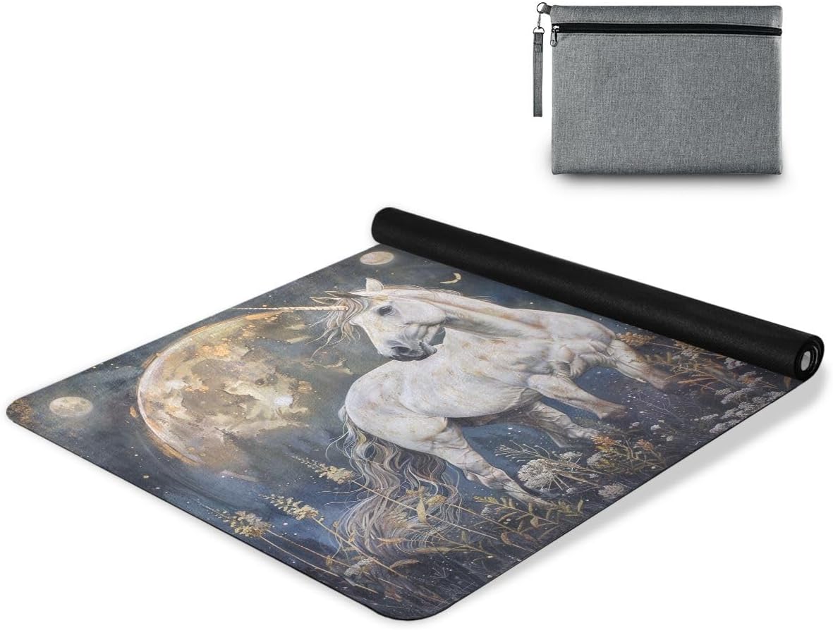 ALAZA Wild Moon Unicorn Yoga Mat Non Slip Fitness Exercise Mat, Workout Mat for Yoga, Pilates and Floor Exercises