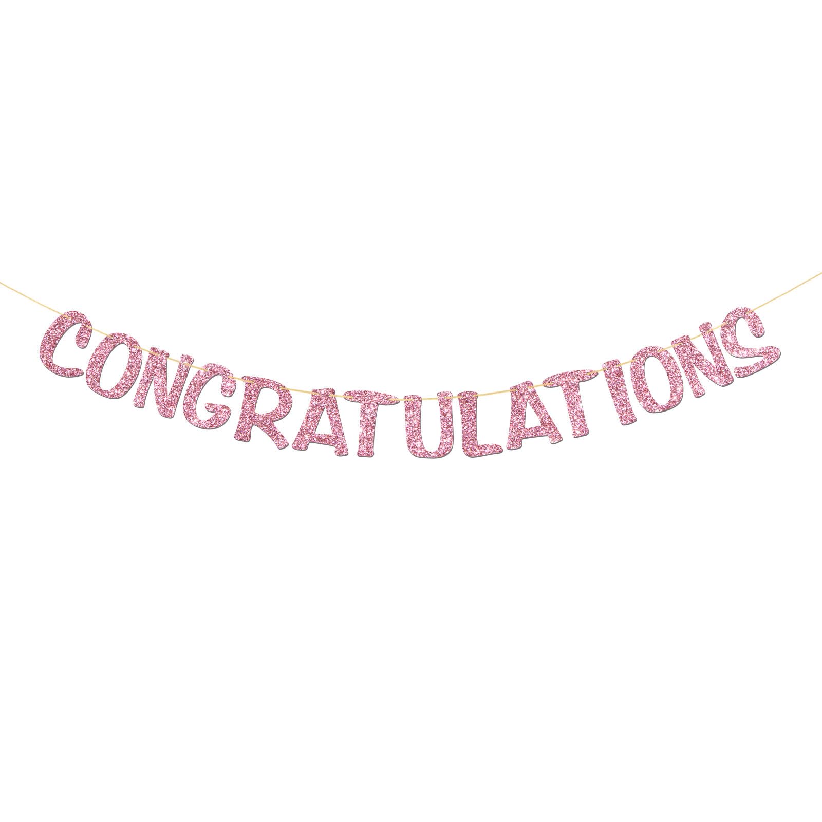 Congratulations Banner - Graduation Party Supplies - Retirement Wedding Birthday Anniversary Farewell Baby Shower Bridal Shower Party Decorations - Pink Glitter