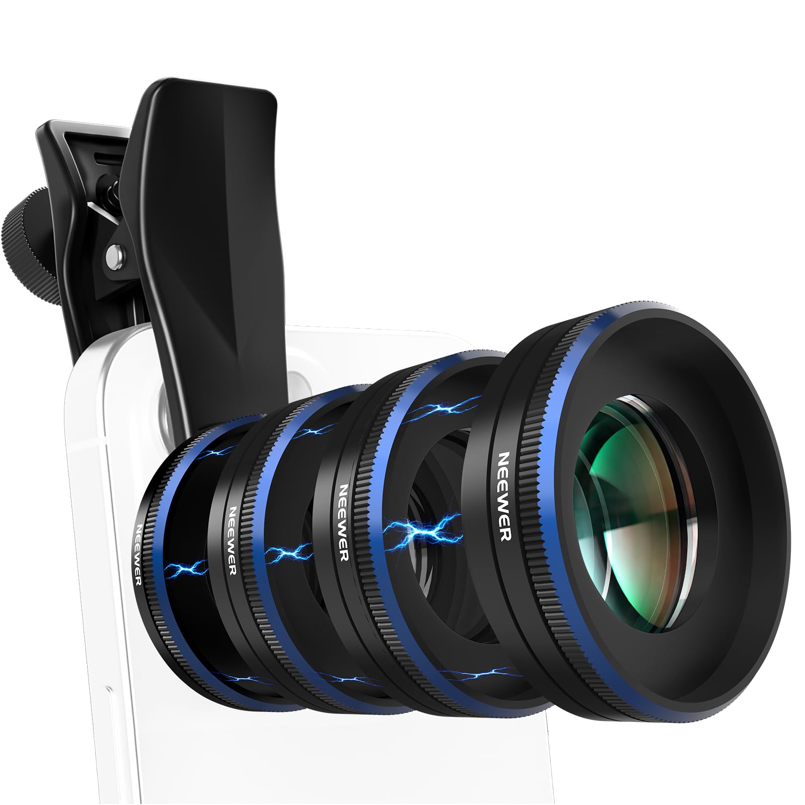 NEEWER Kit de Lentes Macro para teléfono, 4 Piezas apilables magnéticas, con Abrazadera roscada de 17 mm, Accesorios de fotografía compatibles con iPhone, Android, Samsung, LS-87