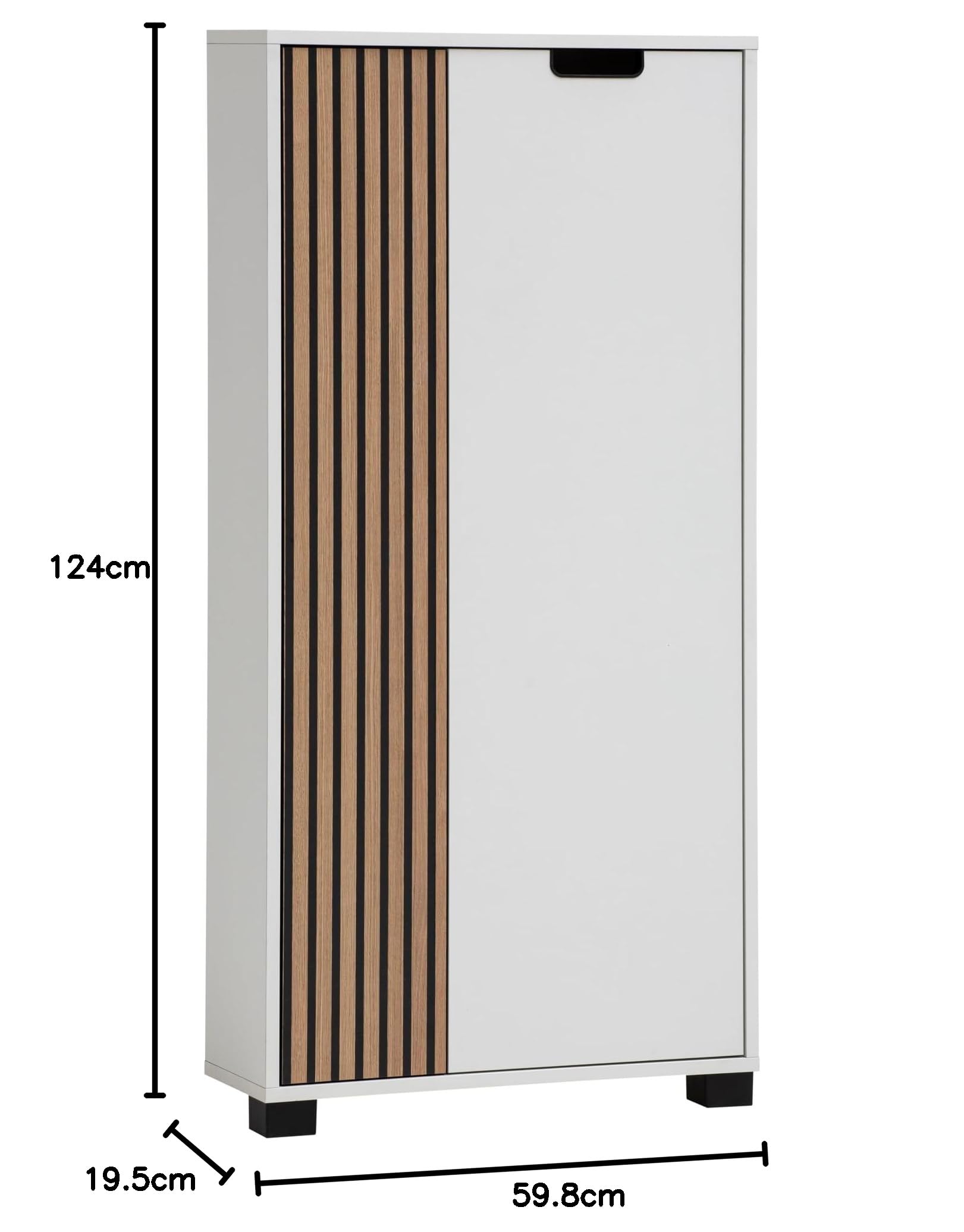 Schildmeyer Highboard Ryker 160036, Mattweiß/Akustikpaneel Optik, 59,8 x 19,5 x 124 cm