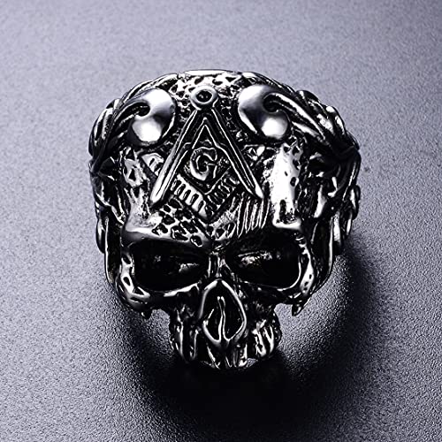 Stainless Steel Skull Band Ring for Boys