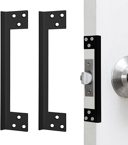 Blulu 2 piezas de pestillo de puerta, placa protectora de seguridad para puerta de salida de puerta, escudo de puerta en forma de L, placa de