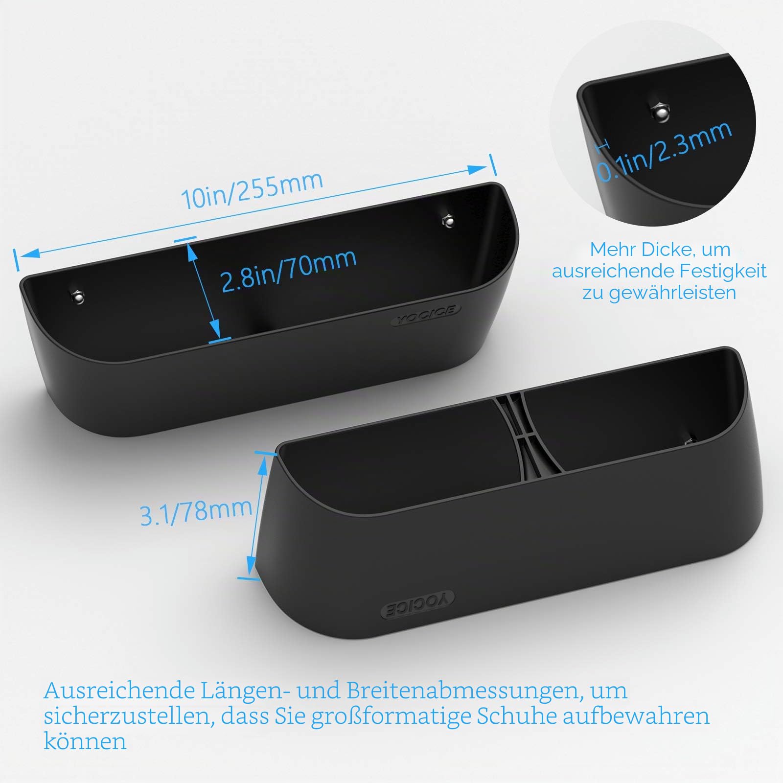 Schuhregal zur Wandmontage, 2 Stück, mit Klebestreifen zum Aufhängen, Kunststoff, Schuh-Organizer, Tür-Schuhaufhänger (SM03-Black-2)