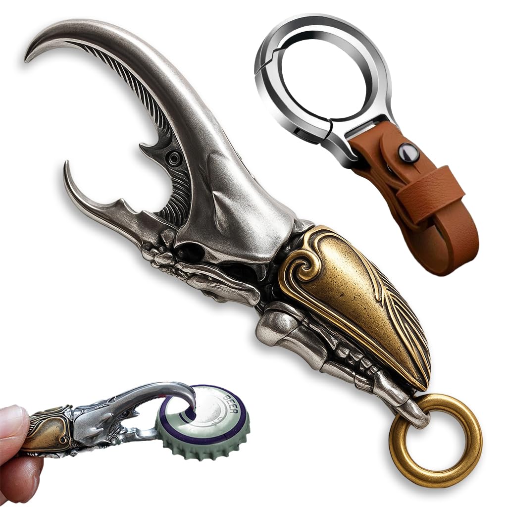 Metal Keychains for Men,Bottle Opener Keychain Beetle Inspired Keychain Stylish Copper Insect Accessory,Key Chains for Car Keys Accompanied by a