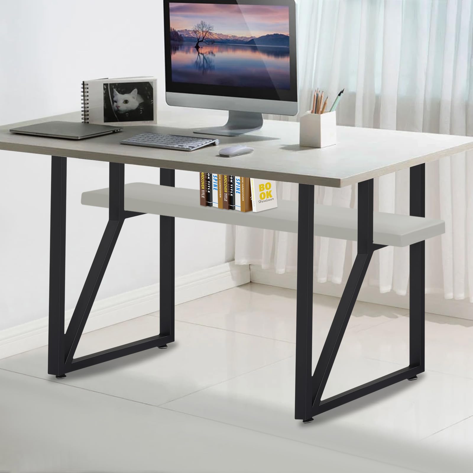Juego de 2 patas de metal para muebles, color negro, capacidad de carga de 200 kg, 50 x 71 cm, para mesa de café, mesa de comedor, escritorio, muebles, patas de placa de altura regulable con
