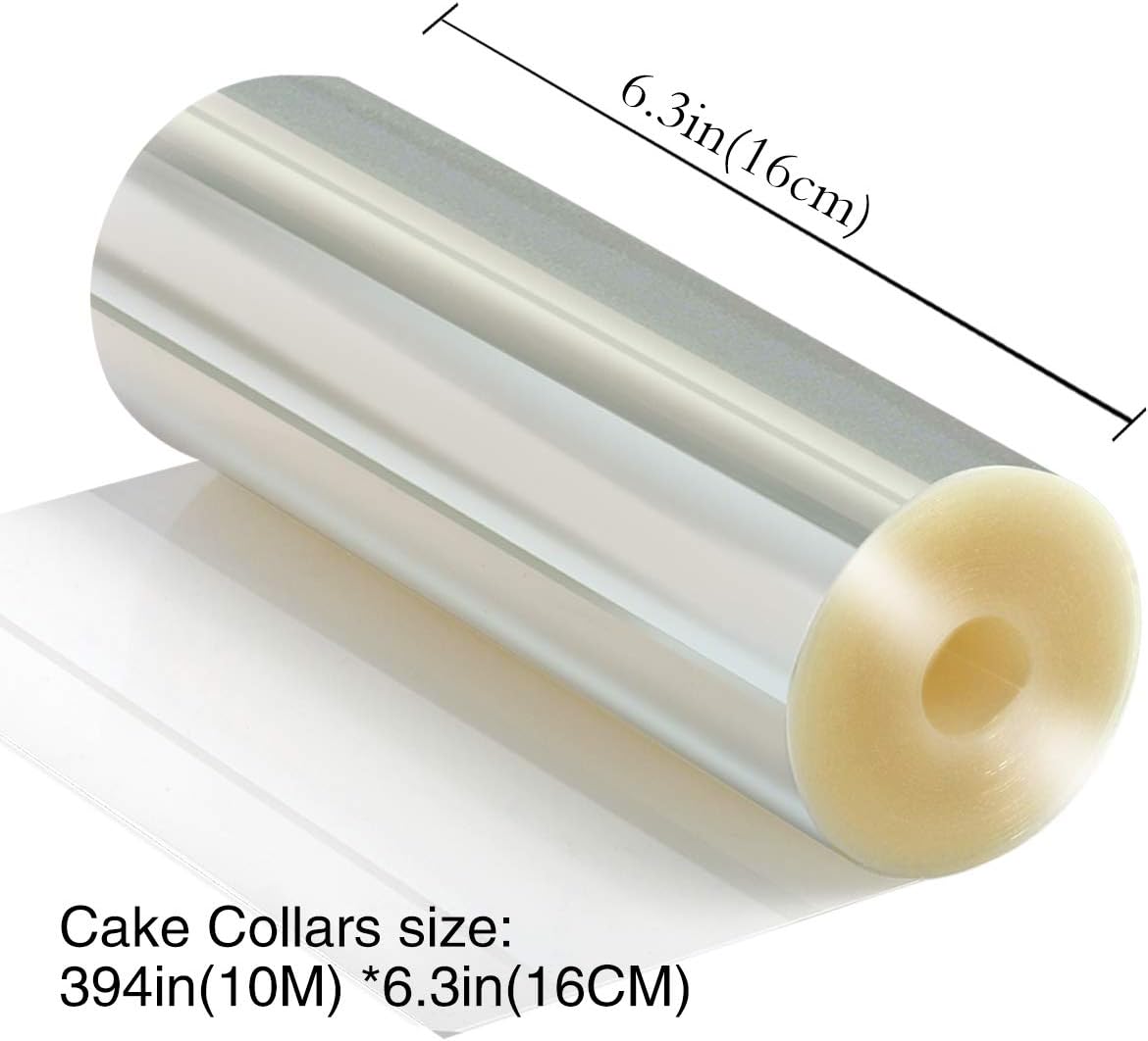 Cake Collars 6.3 x 394inch - Picowe Clear Acetate Strips, Transparent Acetate Roll, Mousse Cake Collar for Chocolate Mousse Baking, Cake Decorating