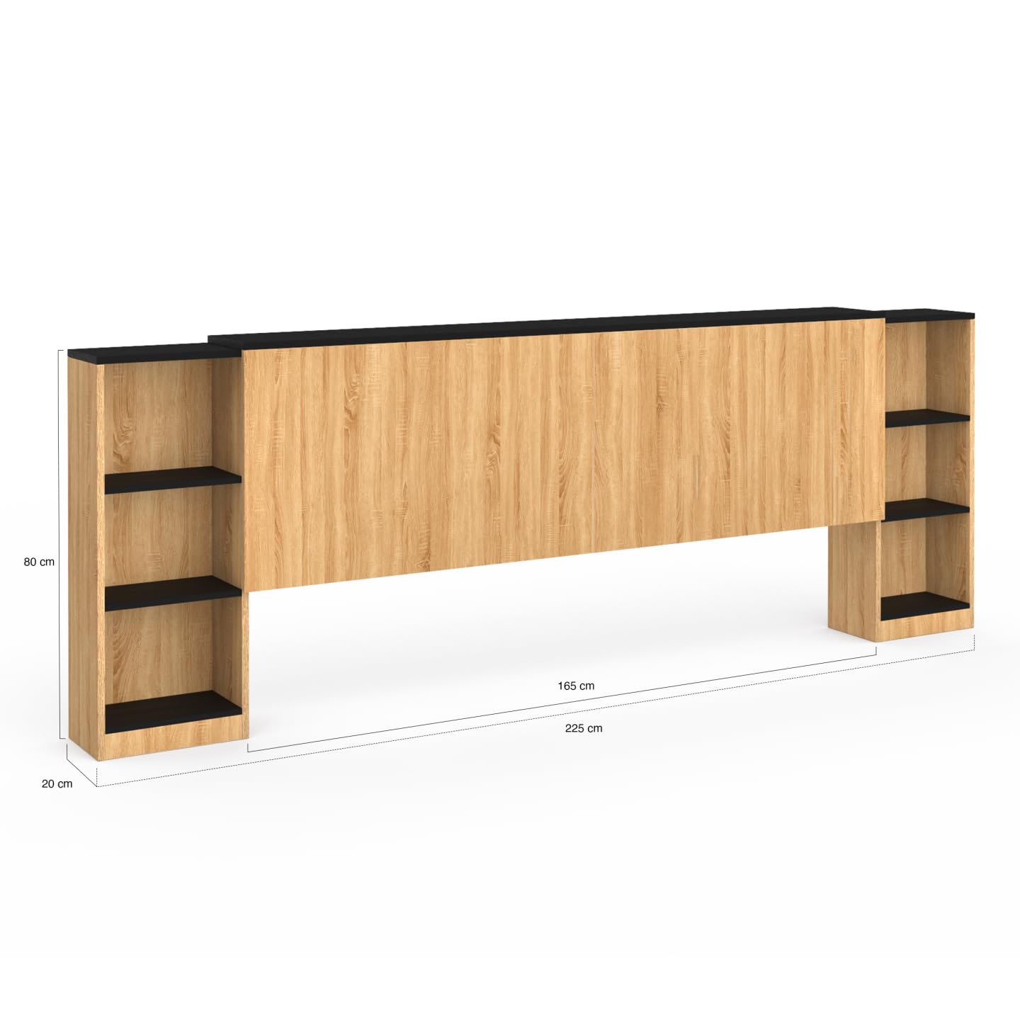 IDMarket - Tête de lit sur Pied Extensible avec chevets coulissants CATBA pour lit 140 et 160 cm façon Bois et Noir