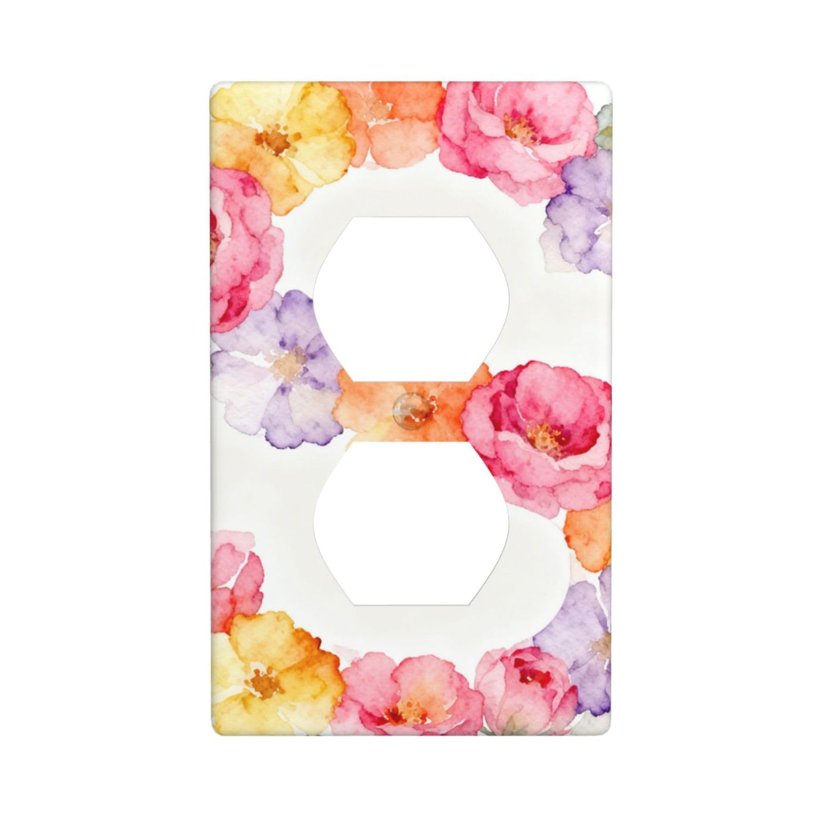 Cntdbu White Watercolor Flowers Unbreakable Polycarbonate Switch Plate-1 Gang Screwless Wall Plate For Home Office