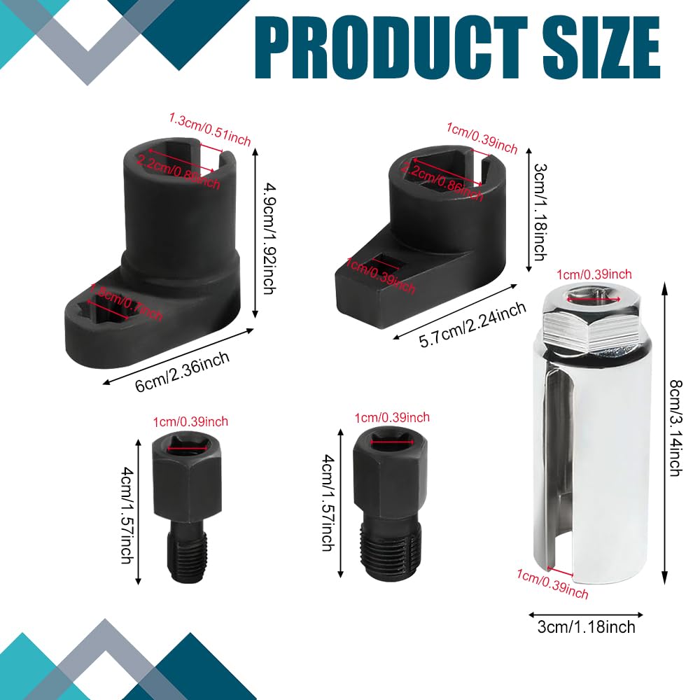 Middrivr Jsorum Oxygen Sensor Socket, O2 Sensor Removal Kit, O2 Oxygen Sensor Socket Offset Wrench Remover Tool, Car Accessories O2 Oxygen Sensor Socket Set for Removing and Install Oxygen Sensors