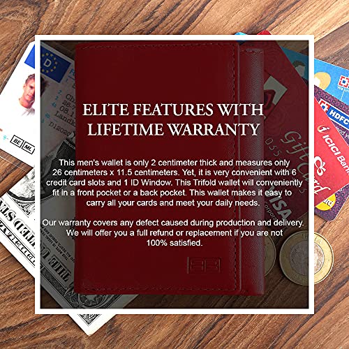 Image of Brooklyn Bridge Genuine Leather Trifold Wallet for Men Genuine Leather Trifold Wallet Card Holder for Men, RFID Protection, Mens Wallet, Purse, Tri Fold, ID Card, Gift for Men Boys Nappa Cognac