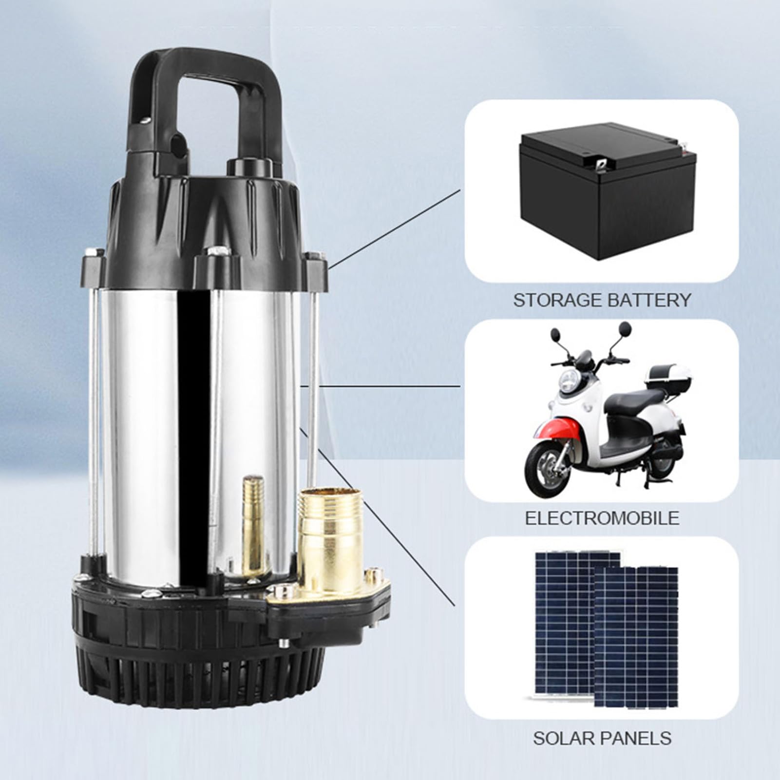 Eujgoov Bomba Sumergible sin Escobillas de 300 W Bomba de Motor de Cobre de Elevación de 300W con Cable de 7 M para el Estanque de la Granja (DC12V)