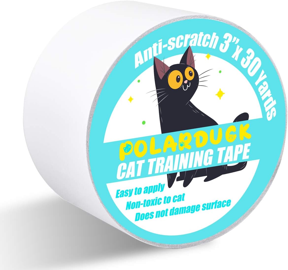 Polarduck Anti Cat Scratch Tape: 3 inches x 30 Yards Cat Training Tape 100% Transparent Clear Double Sided Cat Scratch Deterrent Tape Furniture Protector for Couch, Carpet, Doors, Pet & Kid Safe