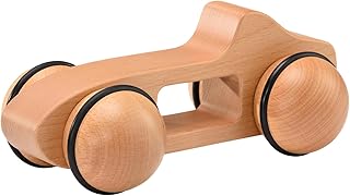 Rundys Wooden Toy from 2 Years Felix Flitzer - Quiet Car on Wheels - with Rubber Rings - Sustainable Motor Skills Toy - CE & PEFC Certified - Educational Value - for Boys & Girls