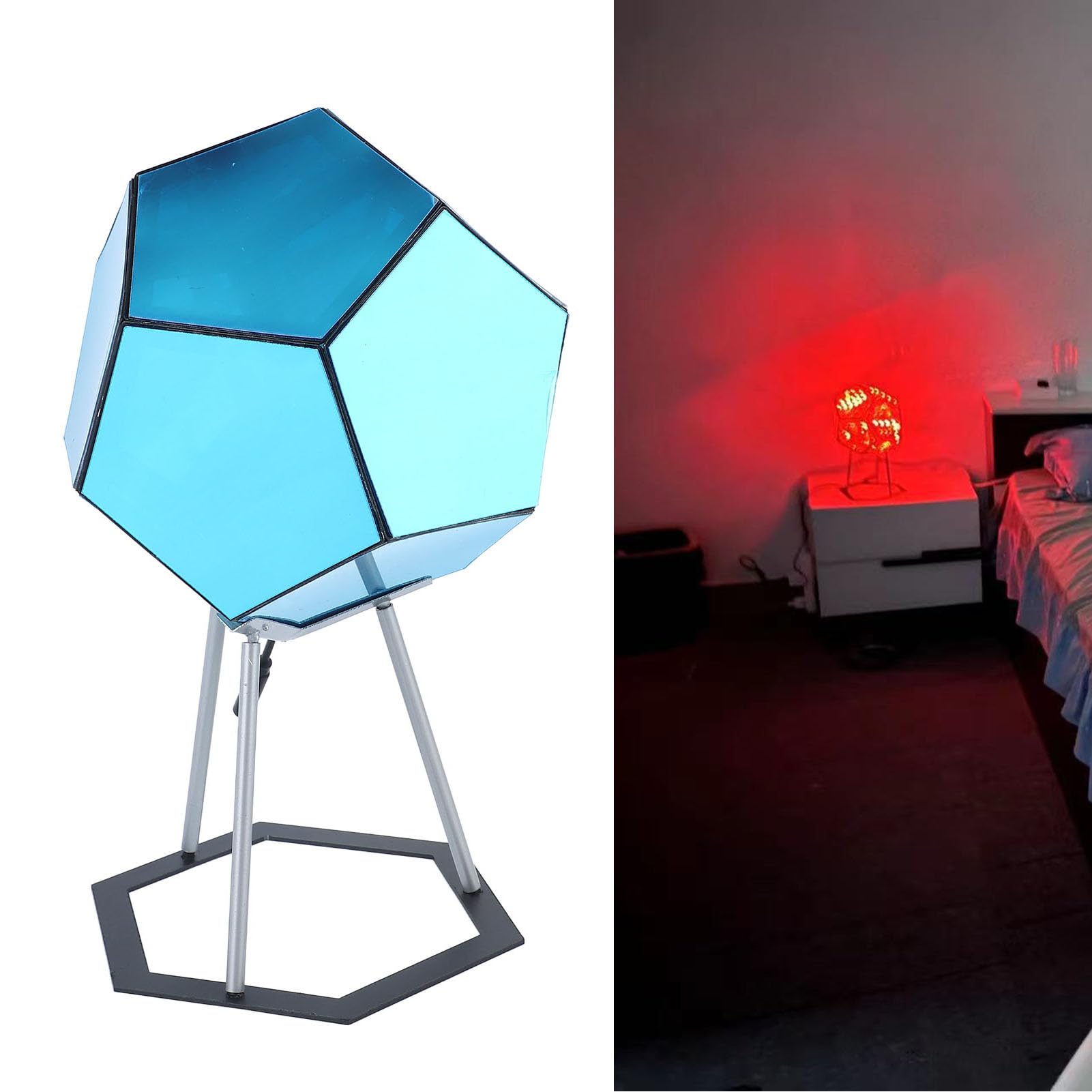 Dodekaeder-Gaming-Licht, Coole RGBW-LED-Tischlampe mit Ständer und Fernbedienung, für Partybar für Erwachsene
