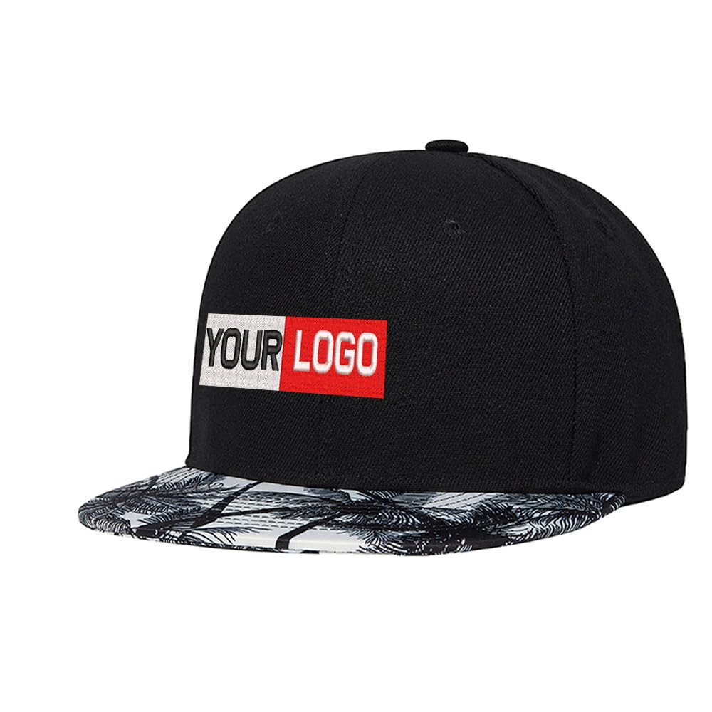 Custom Embroidery Mens Snapback Baseball Cap Hip Hop Style Flat Visor Adjustable Outdoor Cap Unisex Adjustable Breathable