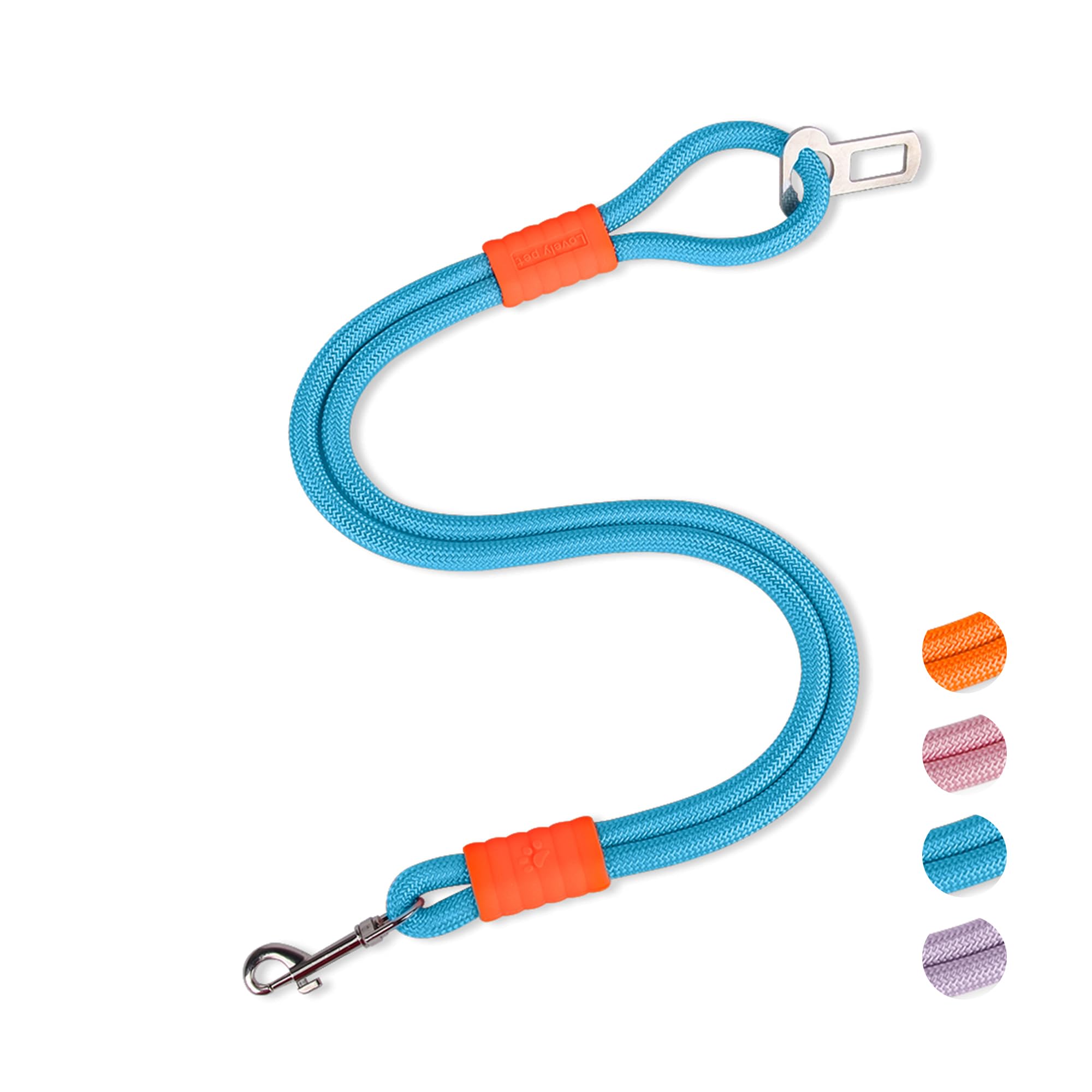 JOYPAWS 2-in-1 Dog Car Seatbelt Leash & Walking Lead 28in Nylon Rope Leash — image 1