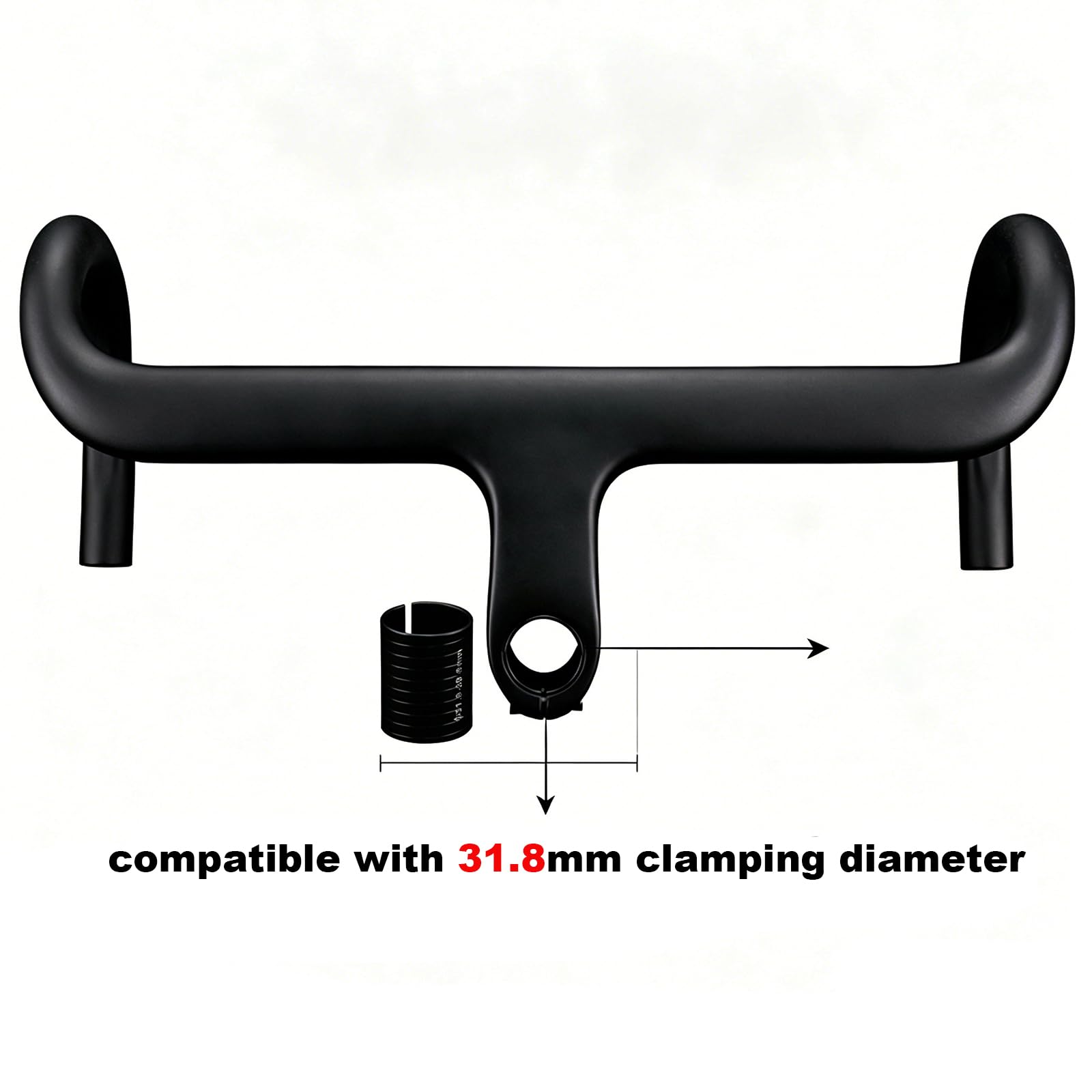 Guidon Intégré Carbone OD2 – 28,6 / 31,8 Mm, Routage Interne, Mat, 400/420/440 Mm, Avec Support De Compteur (option)