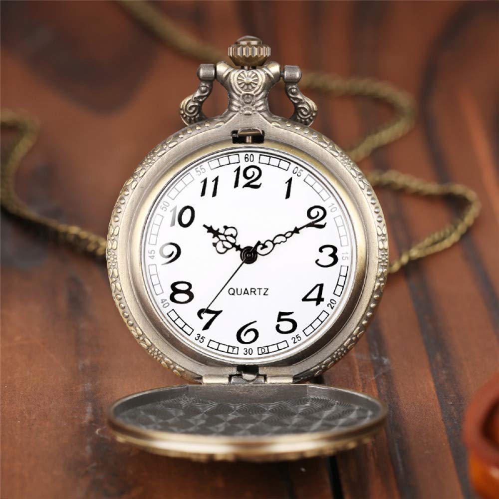 Reloj de Bolsillo Retro Bronce Reloj de Bolsillo Hombres Mujeres Moda Colgante Animal Reloj de Cuarzo con Collar Cadena Mejor Regalo (Bronze)