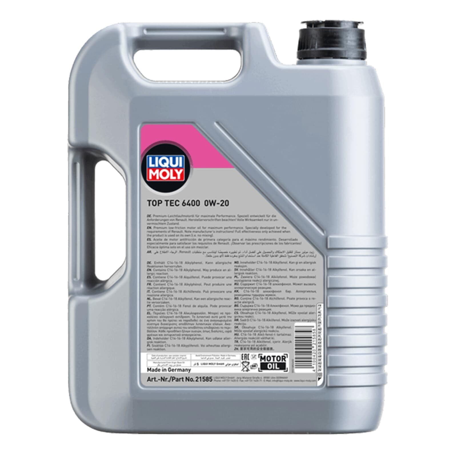 LIQUI MOLY Olio motore Top Tec 0W-20 5 L Compatibilità con RENAULT KANGOO Express FW0/1 Clio 5 Hatchback BF Trafic 3 Van FG Megane 4 Hatchback B9A/M/N, DACIA SANDERO II