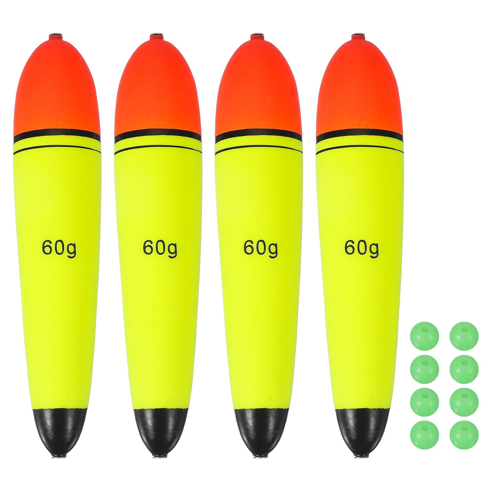 YELARXI Fishing Slip Bobbers, EVA Foam Bobbers Slip Floats with Fish Beads, 2.1 Oz Floatage Fit for Perch Carp Bass Fishing Corks Saltwater Freshwater (4 Pack, Red/Yellow) — image 1