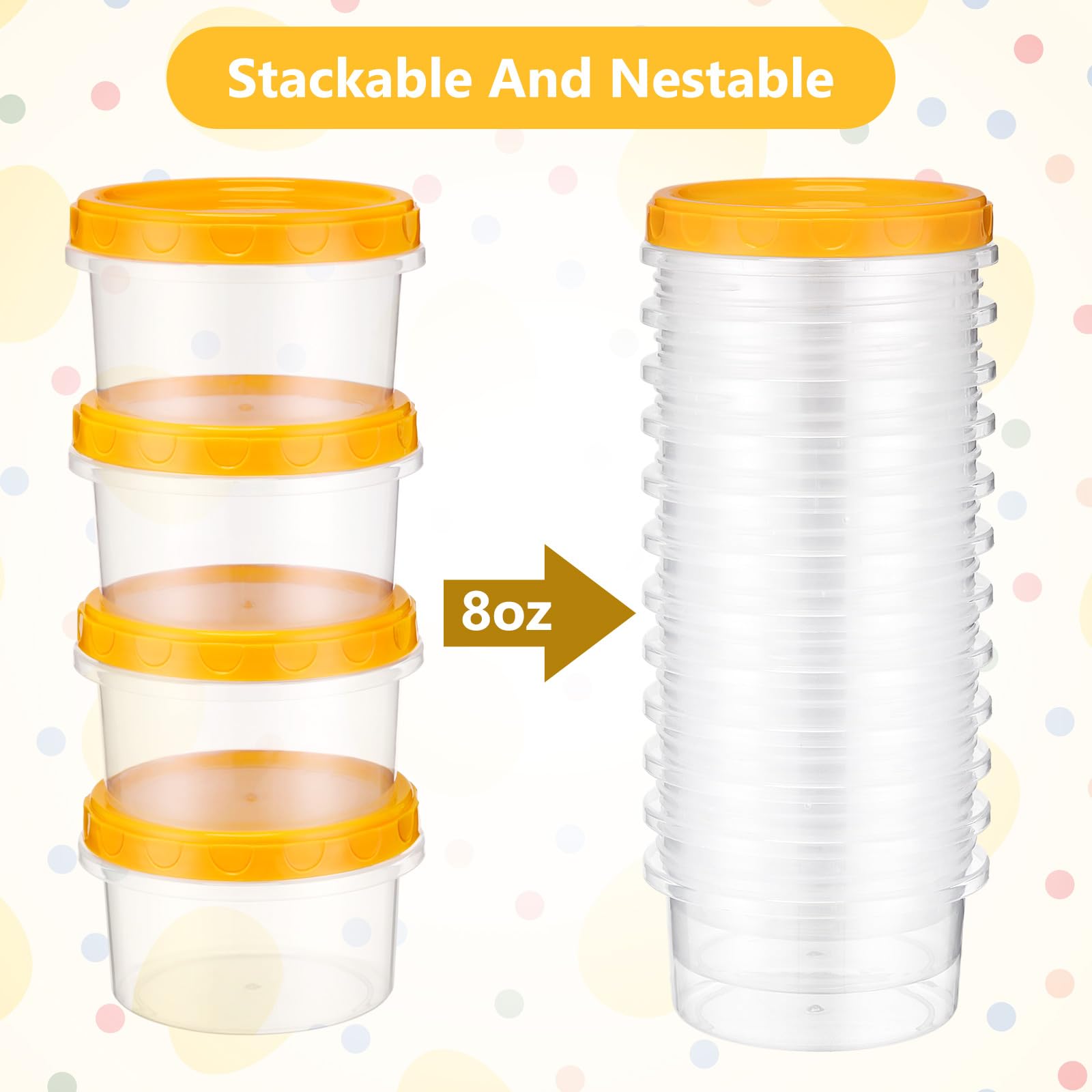 Sieral 36 Pack 8 oz/ 250 ml Reusable Small Plastic Freezer Storage ...