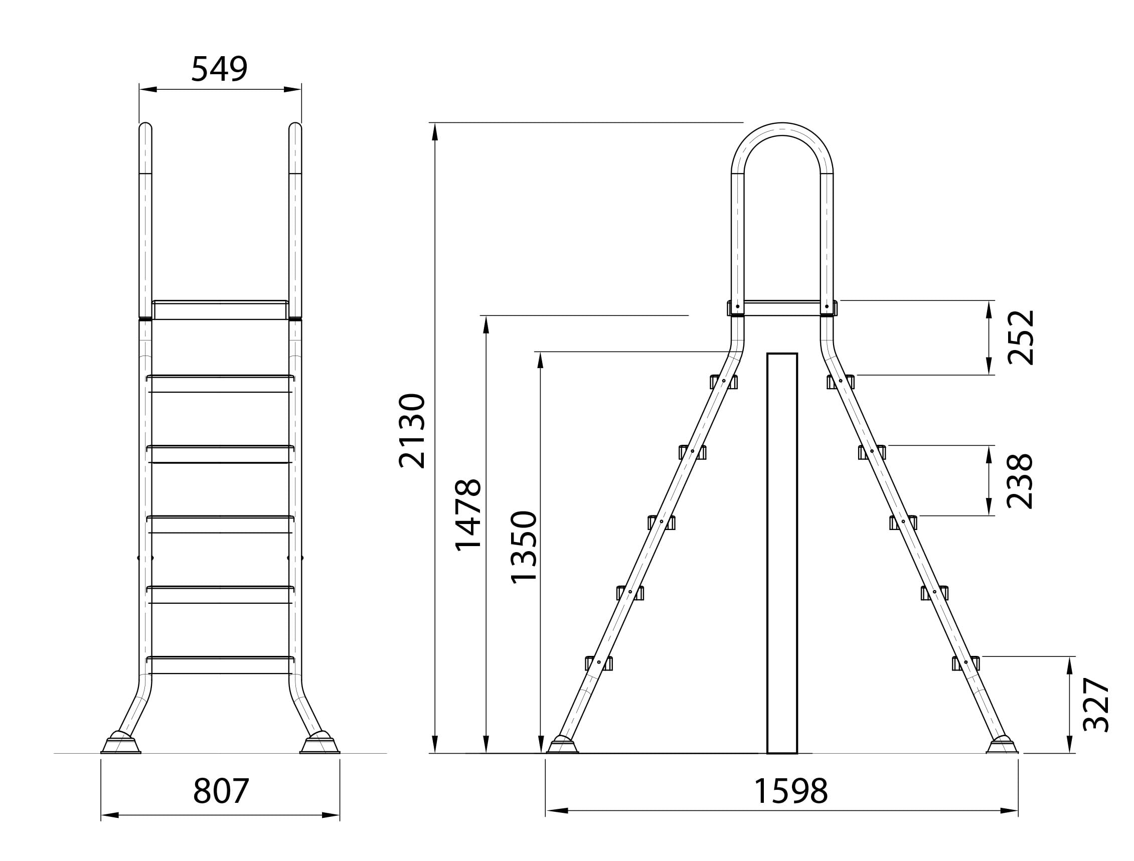 Steinbach Piscine Capo, Acciaio Inox, 5 Plus 5 Livelli, Argento, 80.7 x 159.8 x 213 cm, 018020