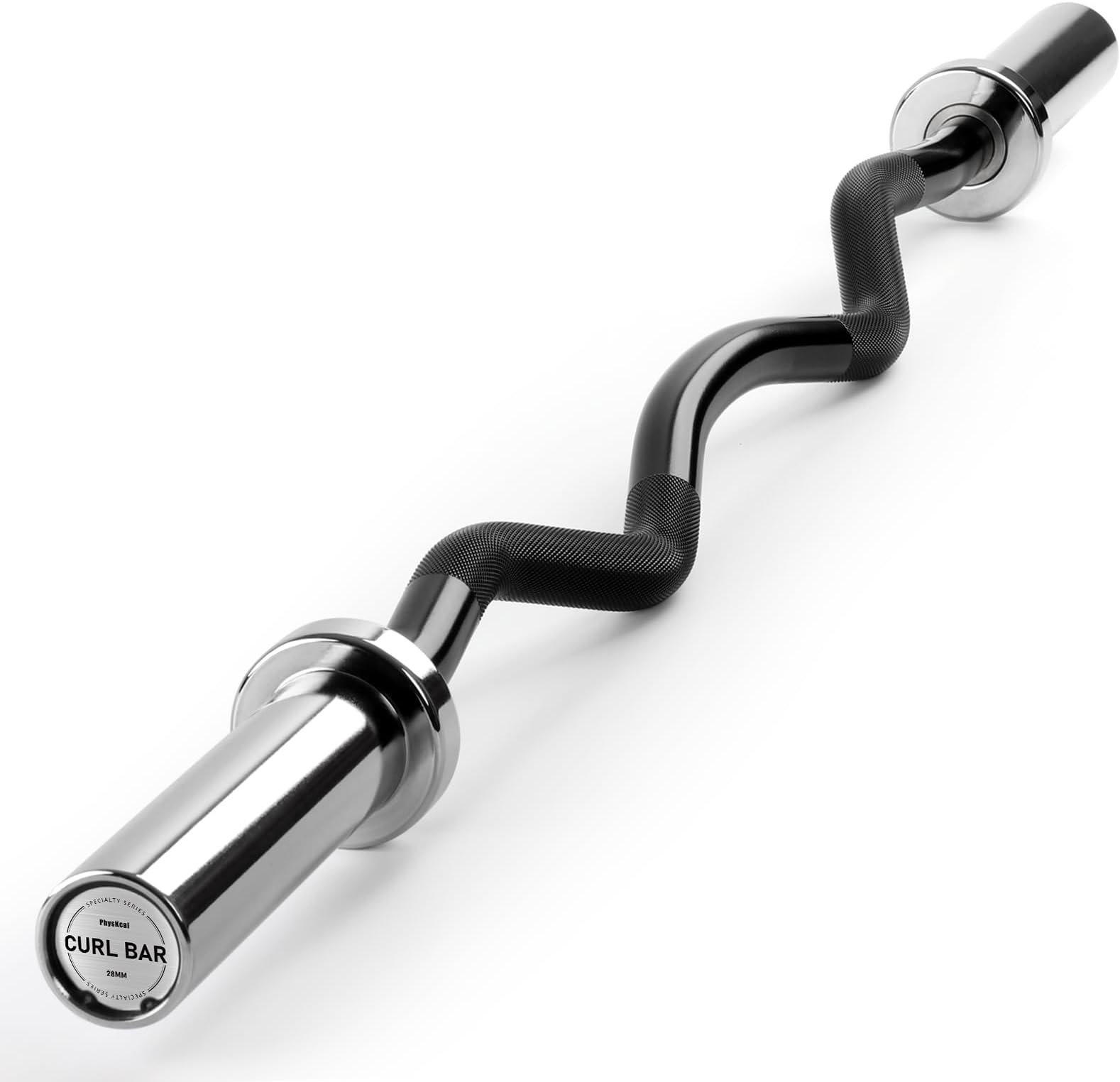 PhysKcal 4ft, 5ft, 6ft Barbell, Olympic EZ Curl Bar with Smooth Bushing & Bearing for 2'' Weight Plates, International Barbells for Press, Squat, Deadlift and Multiple Purposes