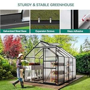 YITAHOME Polycarbonate 6x8FT Greenhouse Heavy Duty Green Houses Outdoor Greenhouses Aluminum Sliding Doors Vent Window Premium Large Sun House for Garden Backyard, Black YITAHOME Polycarbonate 6x8FT Greenhouse Heavy Duty Green Houses Outdoor Greenhouses Aluminum Sliding Doors Vent Window Premium Large Sun House for Garden Backyard Black