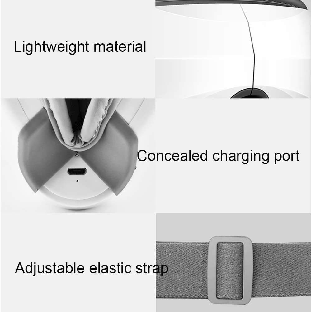 LIIAV Masajeador de ojos con compresión de calor, presión de aire, vibración, música Bluetooth, Masajeador de terapia ocular recargable para aliviar cepas de ojos con ojo seco Círculos oscuros, Masaje