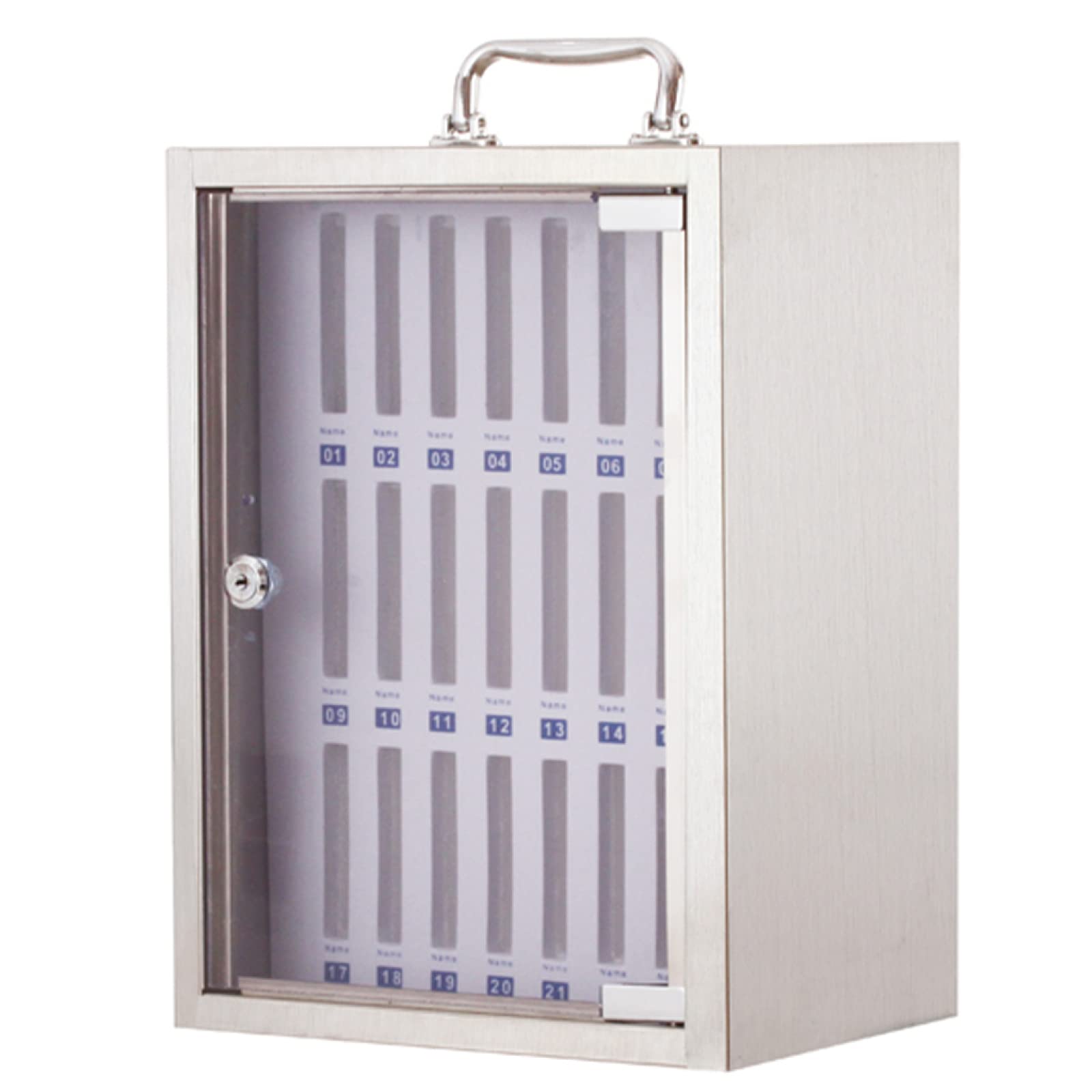 Caja almacenamiento teléfono móvil pared aluminio transparente con asa