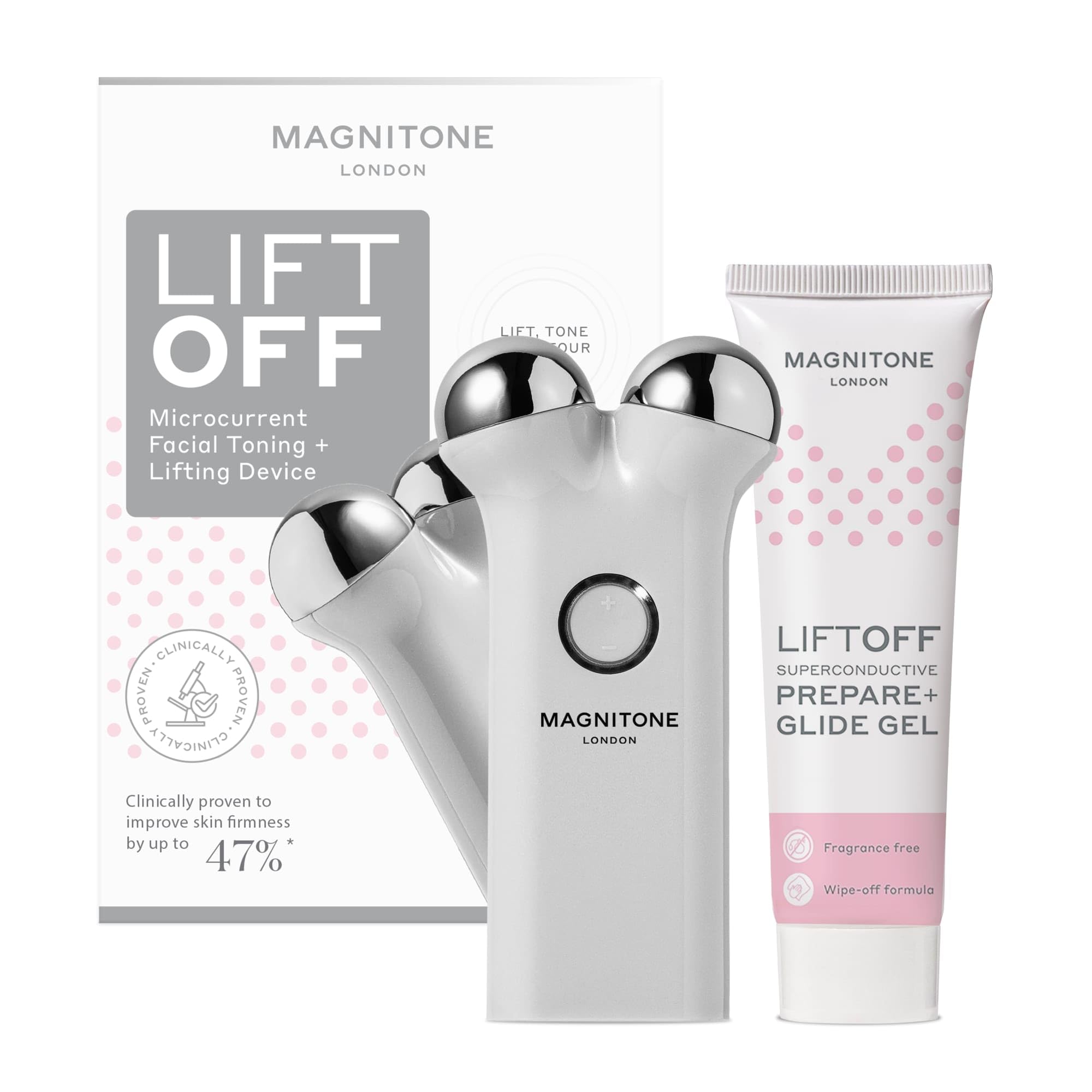 MAGNITONE Lift Off Mikrostrom-Gesichtsstraffungsgerät (Grau), 60 ml