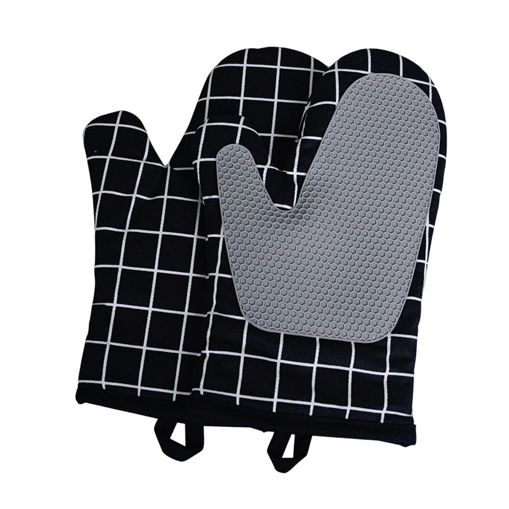 Guanti da Forno Resistenti al Calore, Facili Usare, in Silicone, for Campeggio, Cottura, microonde, Barbecue e grigliate(Black)
