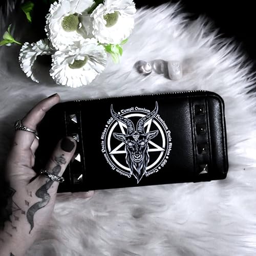Vista 2 de Ro Rox Omnium Alternative Goth 666 Baphomet Pentagram - Cartera de piel sintética, Negro -, Cartera