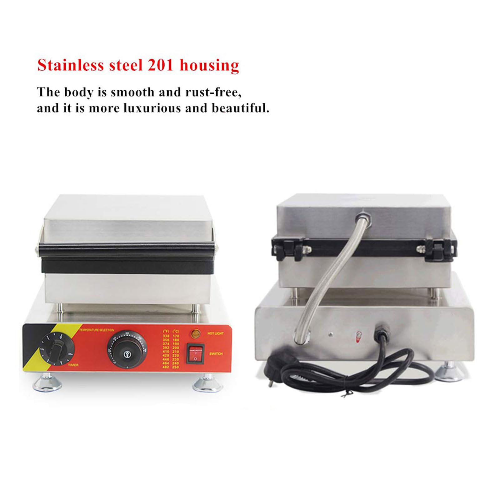 Piastra elettrica per Waffle a Forma di Fiore da 1500 W, Piastra per Waffle Professionale a Quattro fette con riempimento Profondo, Timer e Controllo della Temperatura, Macchina PE,