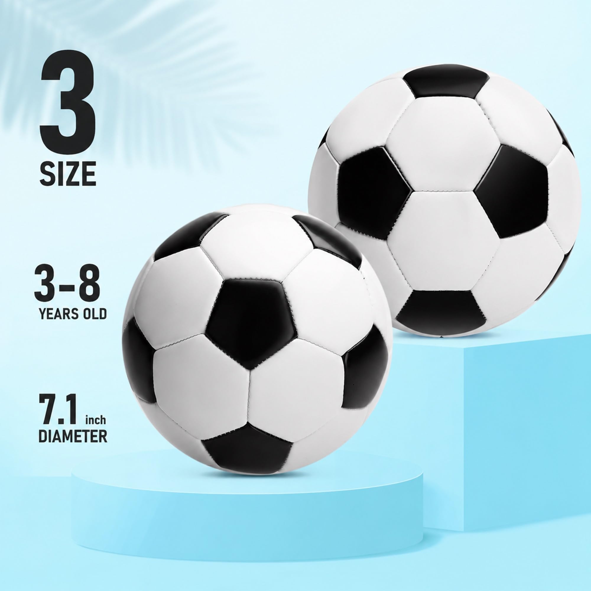 Pallone da calcio misura 3 con pompa e borsa, confezione da 2, classico bianco e nero, durevole per uso interno/esterno, ottimo regalo per bambini, ragazzi e adulti