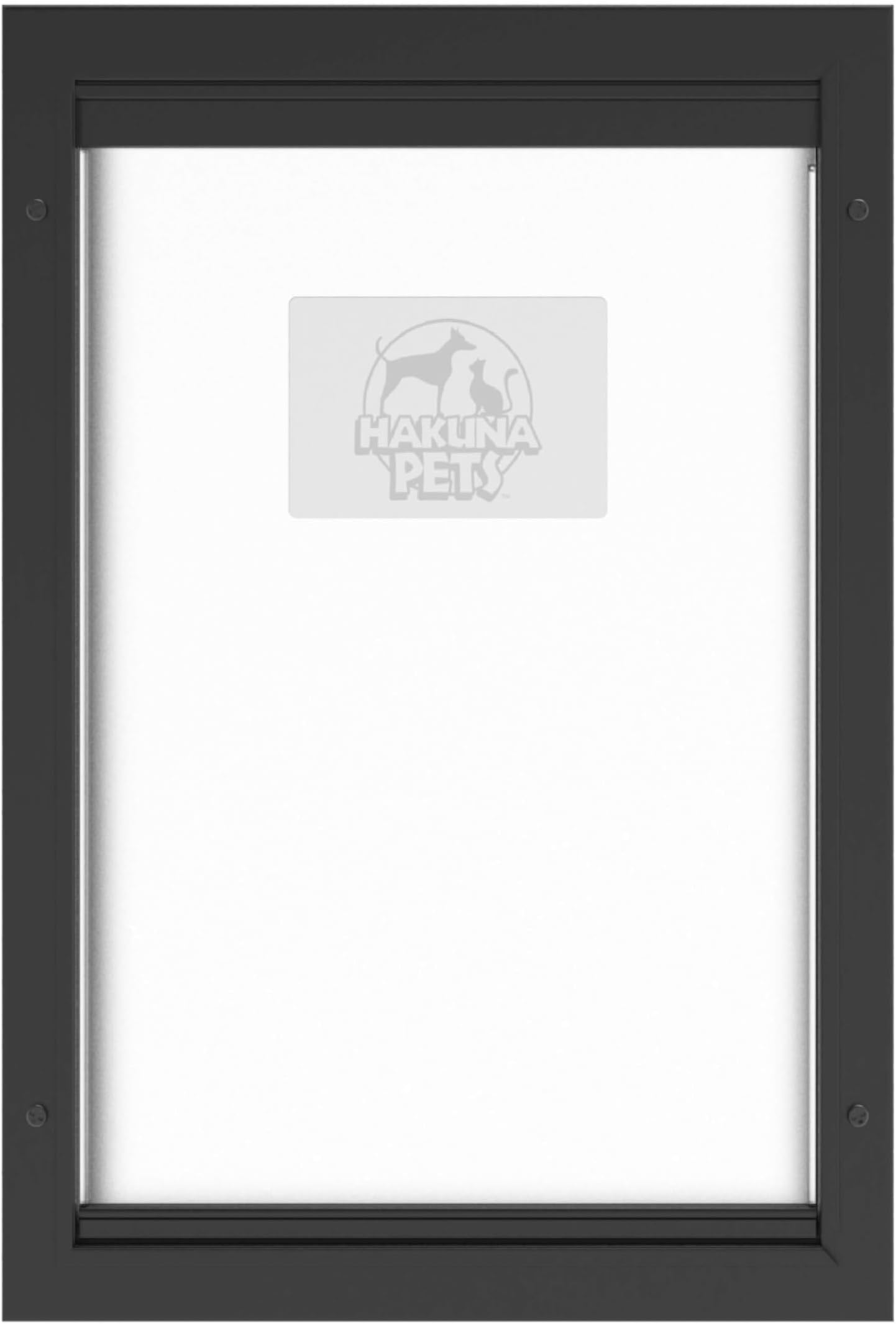 Hakuna Pets Deluxe Aluminum Pet, Cat and Dog Door with 2-Way Locking Panel for Screens, Doors and Walls up to 2.8" Thick, Large, Black