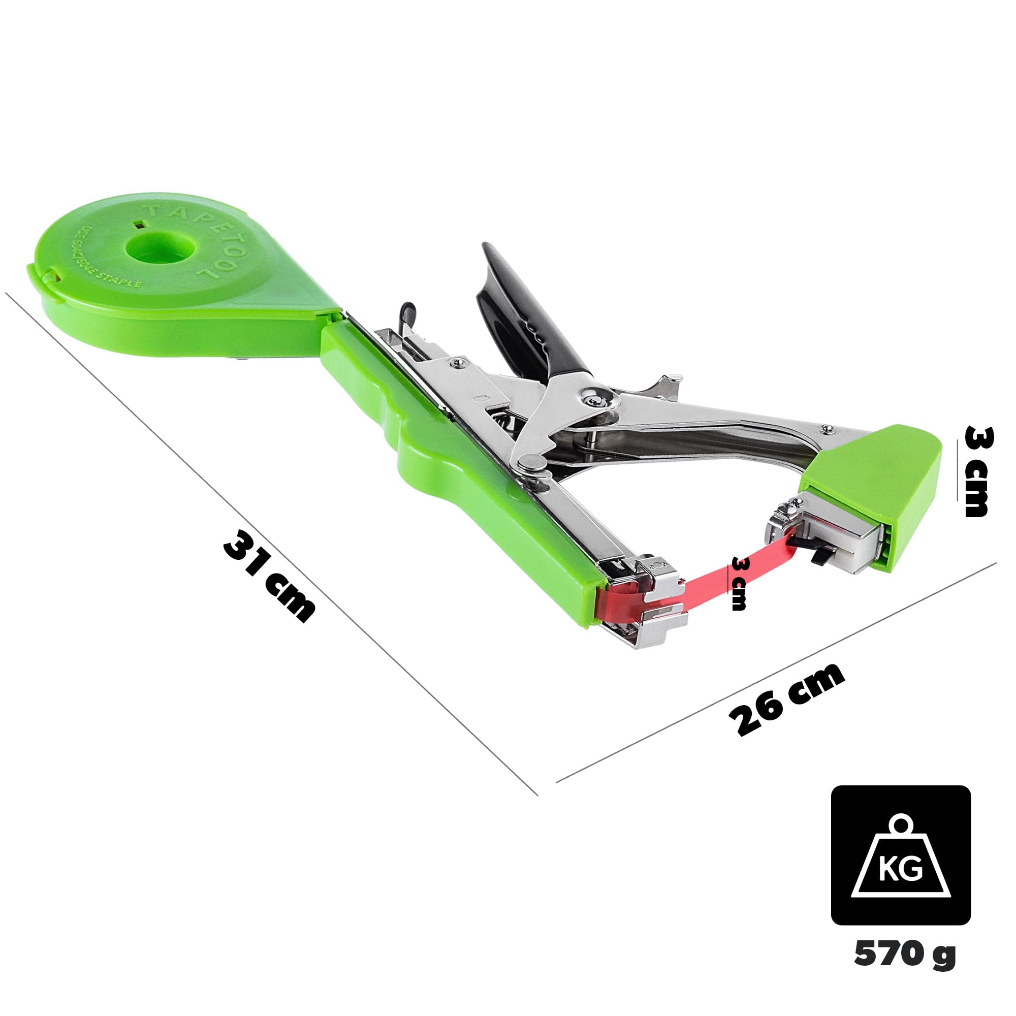 KADAX Juego de Pinzas de unión para Plantas, Incl. 20 Rollos de Cinta de unión y Grapas, Ideal para Atar rápidamente Tomates, pepinos y Plantas trepadoras (Verde)
