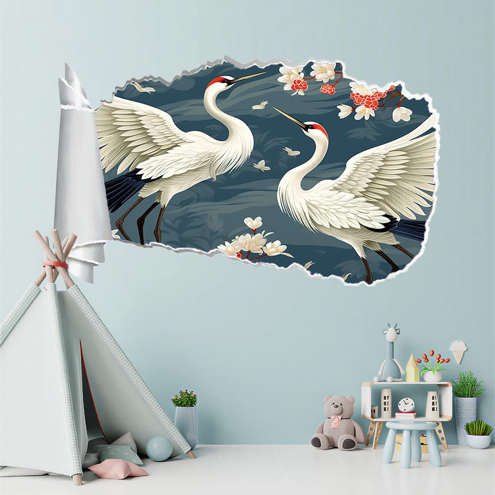 3D Durchbruch Wandtattoo Mädchen Kinderzimmer Kran Wandaufkleber Dekorative Blau Wandsticker für Junge Teenager Zimmer Wohnzimmer Schlafzimmer Wandbilder Deko