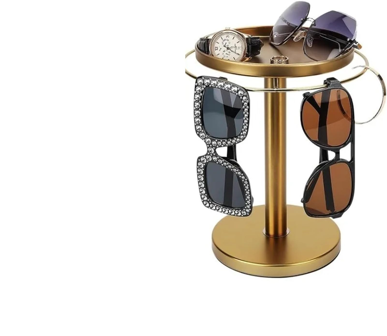 Sonnenbrillen-Organizer-Ständer, Metall-Brillenständer for 12 Paar Brillen-Display-Aufbewahrungshalter für Kommode, Schreibtisch, Arbeitsplatte(A-gold)
