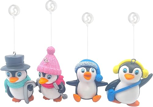 4 piezas de decoraciones flotantes para pecera, bonita decoración de acuario de pingüino para paisajismo