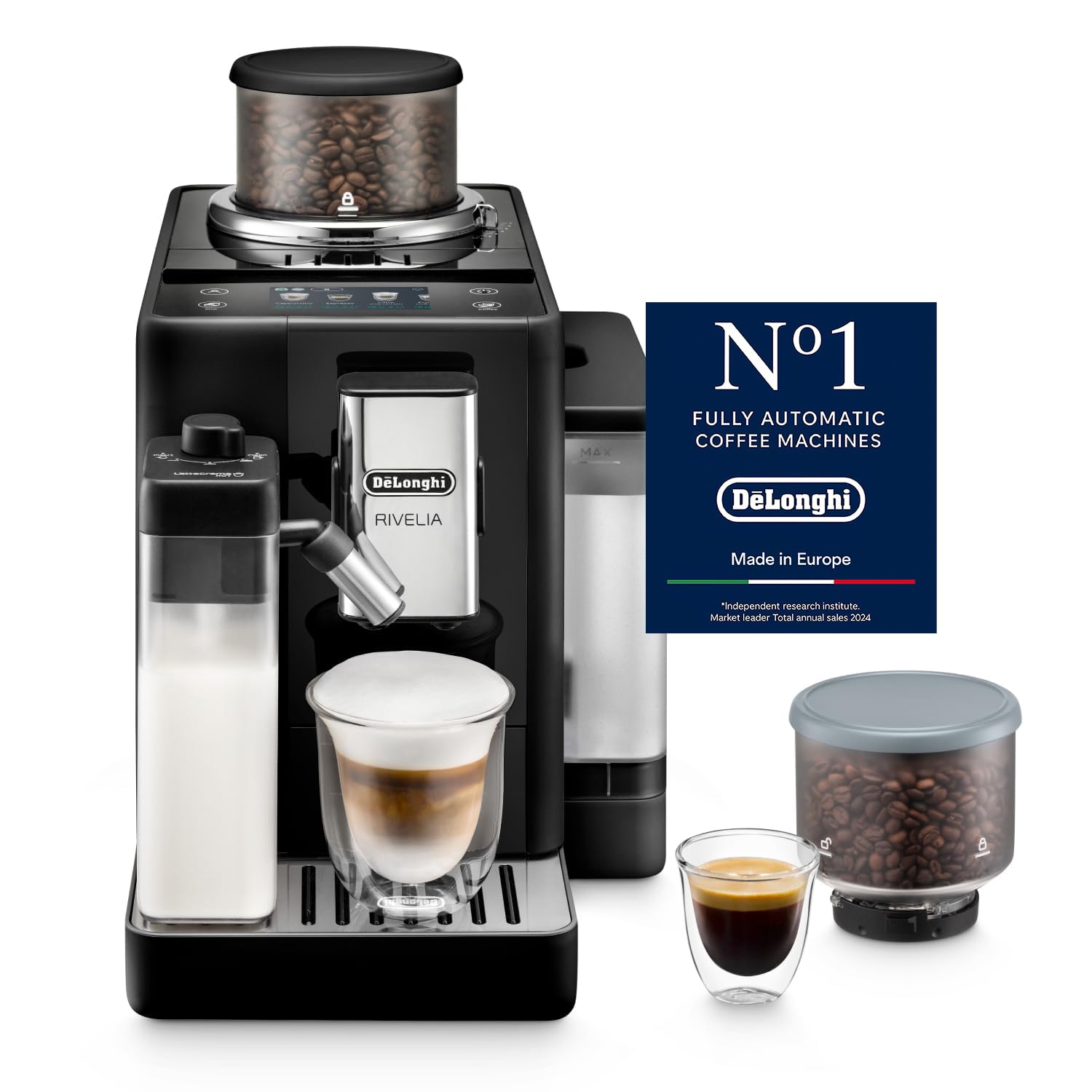 DeLonghi Rivelia EXAM440.55.B Fully Automatic Coffee Machine – LatteCrema Hot, Automatic Milk Frother, Bean-to-Cup, 16 Coffee Recipes, Compact Design, Full Touch Color Display – Black-image-5