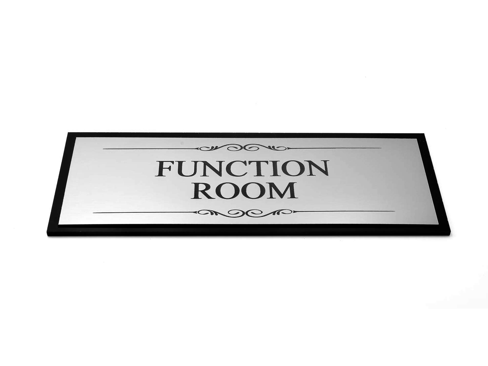 Origindesigned Silver And Black Function Room Door Sign, Adhesive Plaque, Stylish Metallic - Acrylic (Size 19.5Cm X 7.6Cm) Supplied With Adhesive Strips