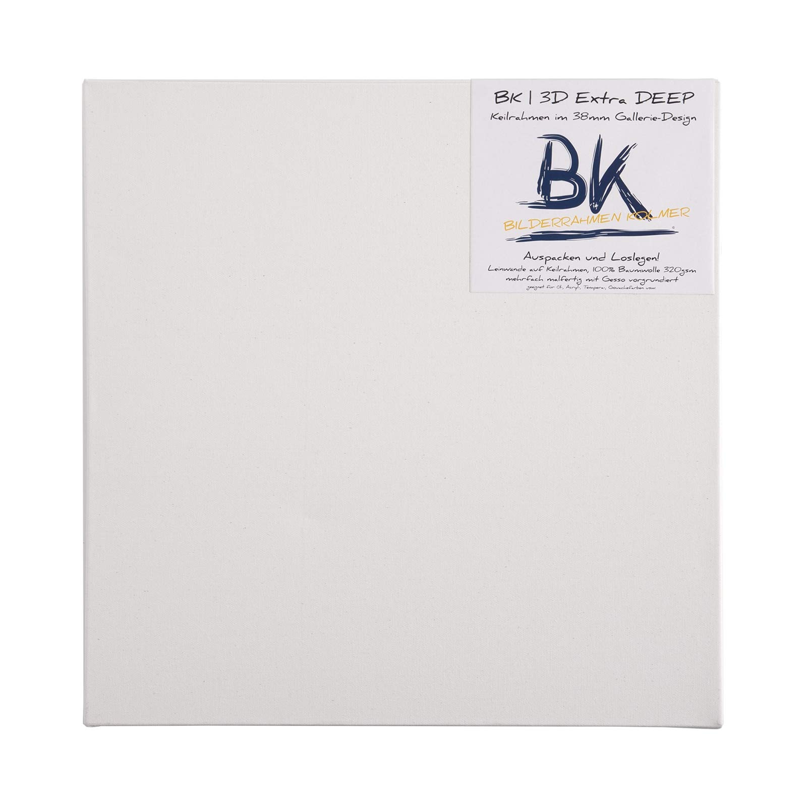4 Toiles sur Chassis B.K. Deep Edge 50x50 cm | Super Profondeur, prêtes à Peindre, 100% Coton