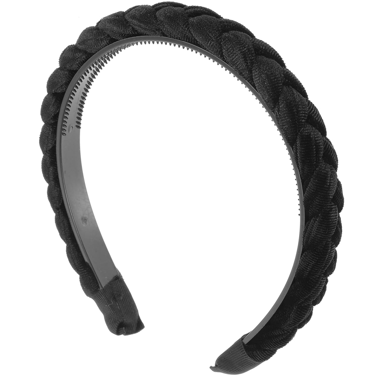 Lurex Padded Braid Alice Band/ Headband Winter Headband Black with Pearl Brooch in Organic Cotton  main image 3