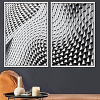 2 Piece Framed Canvas Wall Art Linear Patterns Canvas Prints Home Artwork Decoration for Living Room,Bedroom - 16