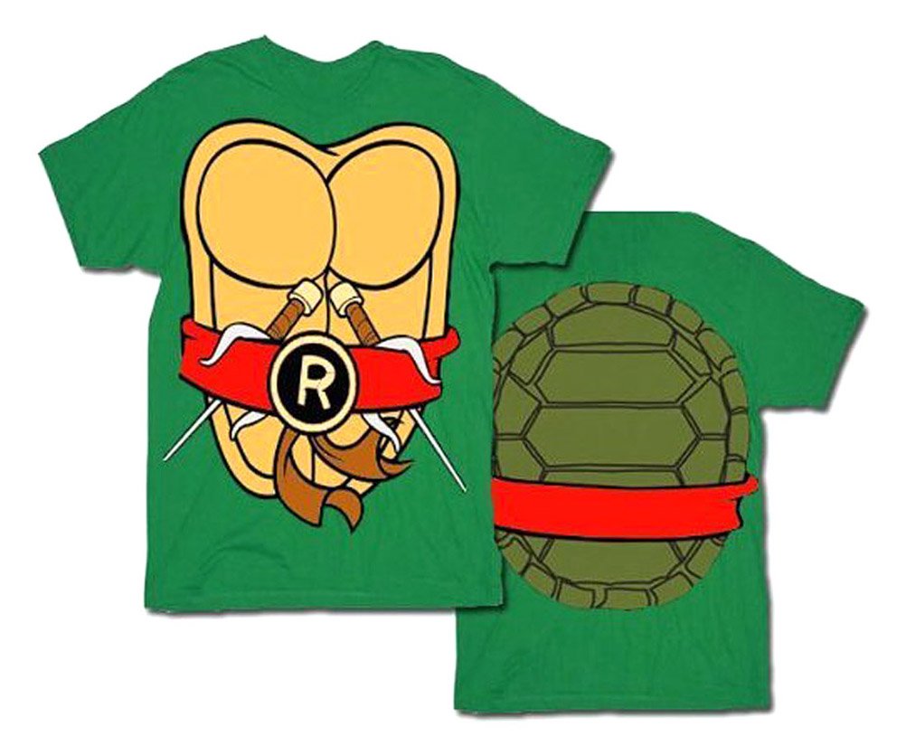 Costume TMNT Teenage Mutant Ninja Turtles - T-shirt Verde Adulti Di Raffaello (Taglia Large) - Licenza Ufficiale