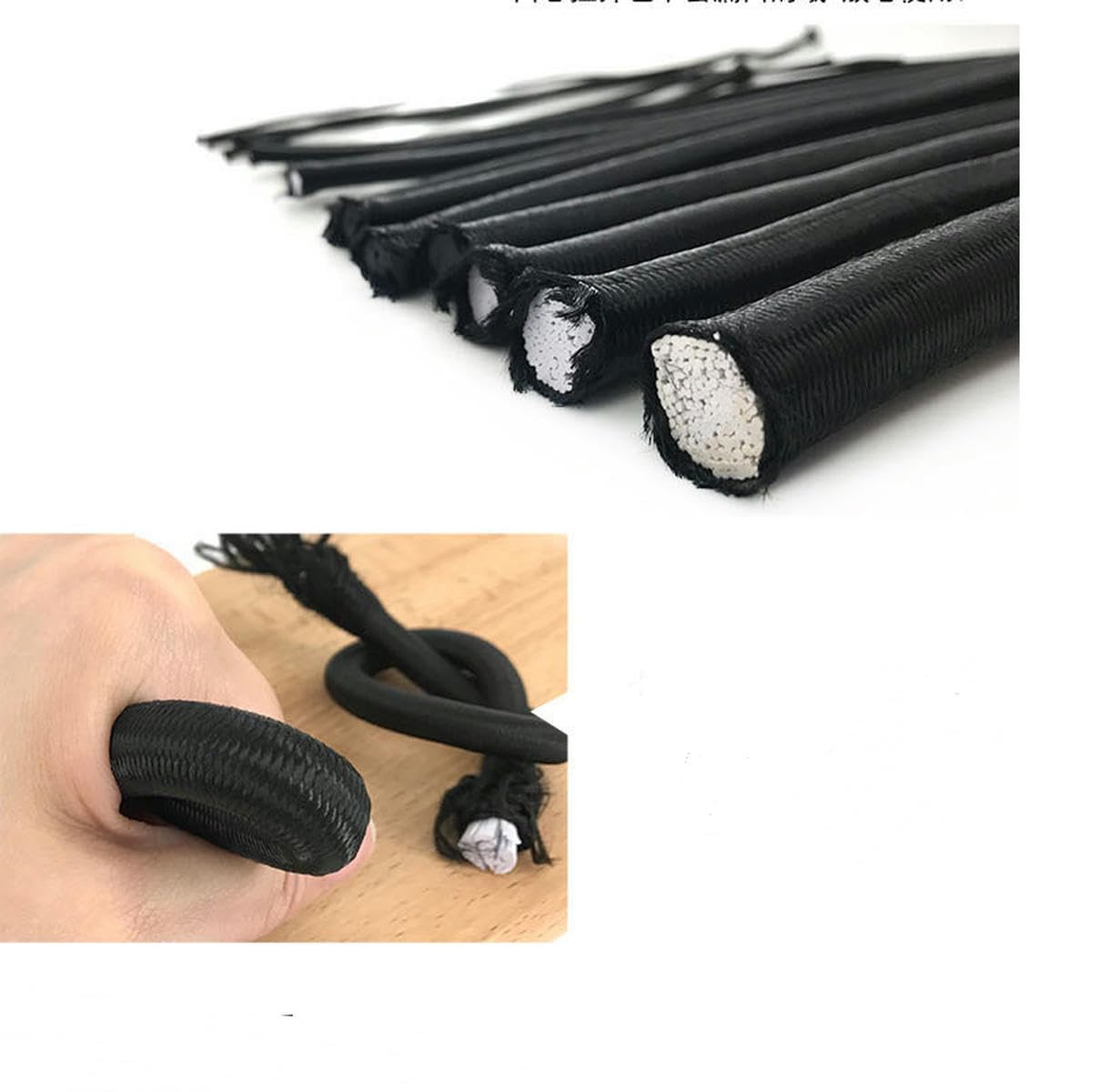 Czarny biały okrągły elastyczny pasek 1mm-15mm rozciągliwy sznurek do majsterkowania szycie elastyczna lina gumka akcesoria liniowe 1 szt(Black 7mm,1M)