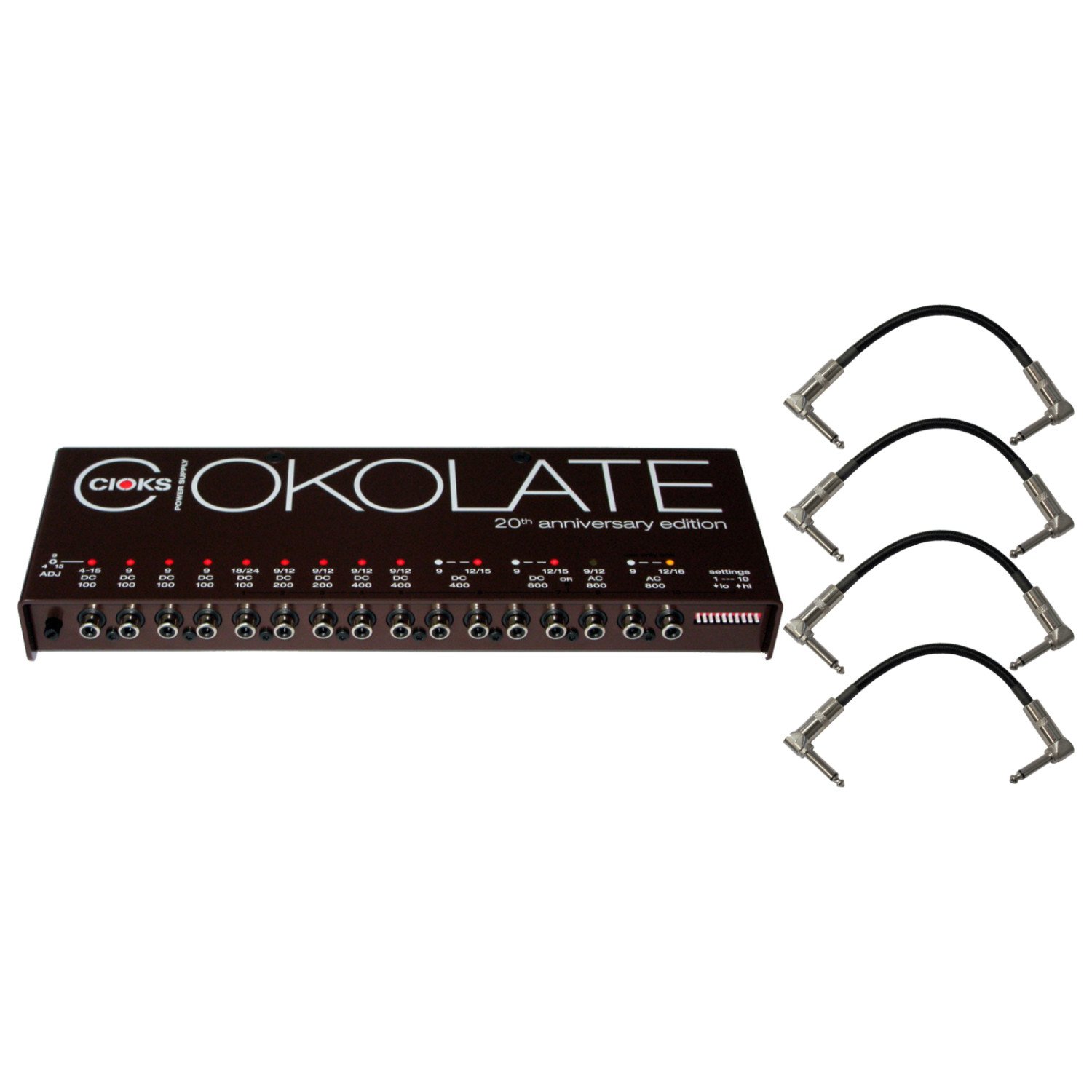 C16 Ciokolate Isolated DC & AC 16-Output Power Supply w/ 4 Patch Cables