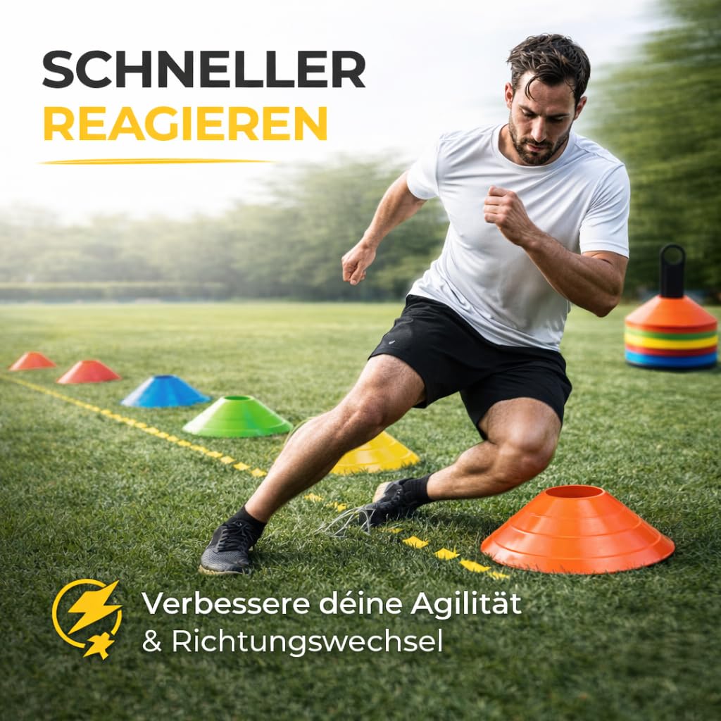 TK Gruppe Timo Klingler Sportyfits Cônes de marquage pour Slalom Accessoires d'entraînement et Accessoires de Football pour Football, athlétisme etc. (Quantité au Choix)